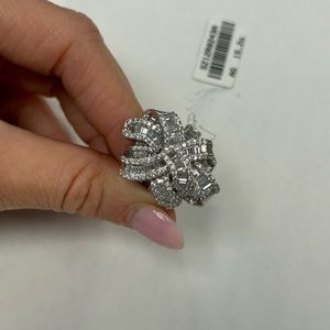 Suzy Levian Sterling Silver Abstract White Cubic Zirconia Ring NWT